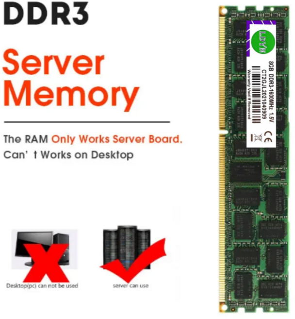 DDR3 서버 메모리 REG ECC 1066 1333 1600 1866MHz PC3 RAM 브라켓 x79 x58 LGA 2011 메인보드 4GB 8GB 16GB 32GB 64GB, [03] 4GB 1600-heat sink, 1개