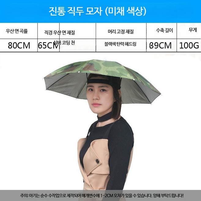 홍시로직 낚시캠핑할때 초 인싸템 머리 파라솔 우산 원싸이즈, 카모플라쥬 원싸이즈