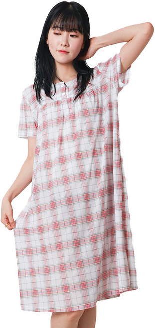 폭스 냉감 심플 반팔 원피스 잠옷 E6 여성용