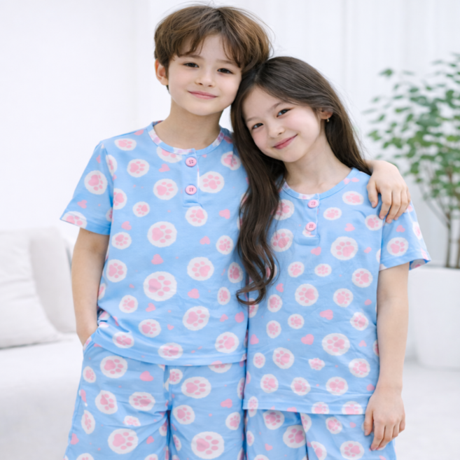 온웨어 아동용 프리미엄 쿨스판 핑크젤리 반팔 상하의 세트