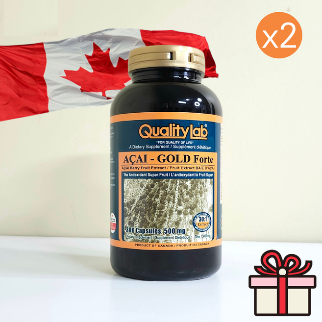 퀄리티랩 아사이베리 골드 300캡슐 + 사은품 30배 고농축 항산화 캐나다 유기농 Quality Lab 아스잔탄틴, 2개, 300정