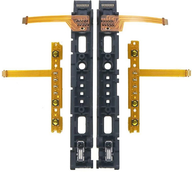 Nintend 스위치 NS JoyCon 컨트롤러용 교체 LR 슬라이드 좌우 슬라이더 레일 SL 플렉스 케이블 포함, [01] Black, 한개옵션1