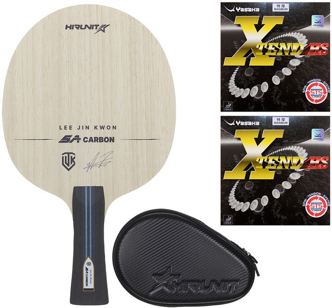 [인기/추천상품] 하이러닛 탁구라켓 이진권 SA카본 + 야사카 엑스텐드 HS 러버 부착세트 + 고급 하드케이스 포함 그립선택ST/FL, 1세트, 그립 선택:FL(부채꼴형)