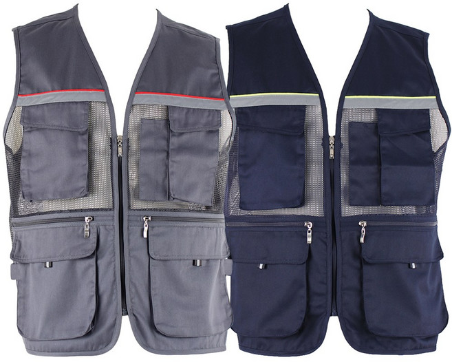 2장 남성용 여름 쿨 망사 작업 반사띠 조끼 빅사이즈 M~6XL J1942