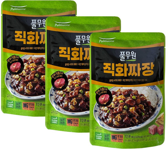 풀무원 직화짜장 덮밥소스, 180g, 3개