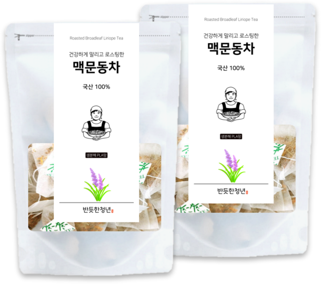 국산 볶은 맥문동차 생분해 티백 HACCP 인증, 1g, 2개, 30개입