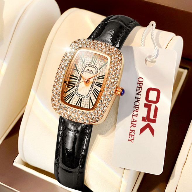 OPK 여성손목시계 정품쿼츠 럭셔리 명품 워터프루프 가죽