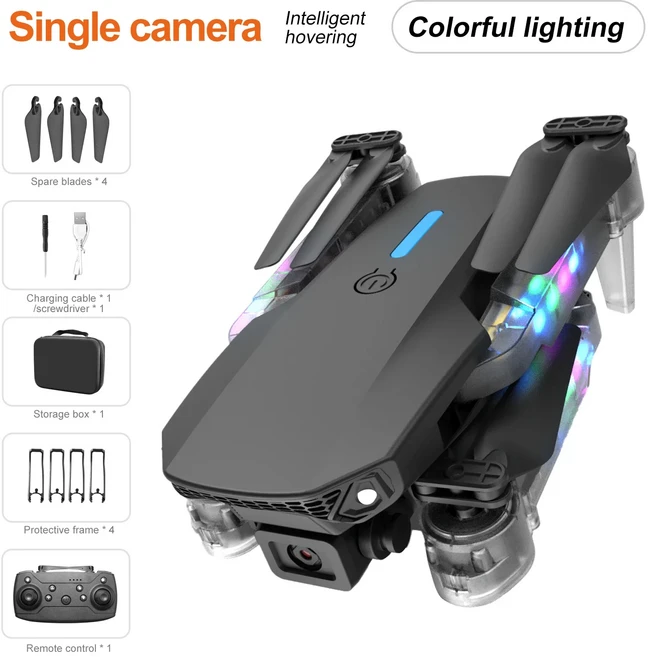 드론 E88 4K 광각 HD 카메라 WiFi FPV 높이 접이식 RC Quadrotor 헬리콥터 장난감을 잡아, 04 E88D Black 4K 1B