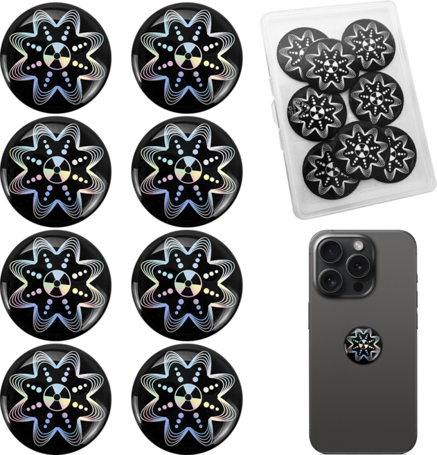 블랙 전자파 차단 스티커 안티 방사선 보호 스티커 8개 EMF 에너지 방사선 방지 스티커 휴대폰 전자기기용(심플 고급스러움)