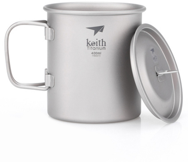 台灣黑熊 Keith Ti3201、Ti3205、Ti3208 單層鈦杯附鈦杯蓋 輕量耐用 台灣製造, 1個, 400ml, 鈦 Ti3203