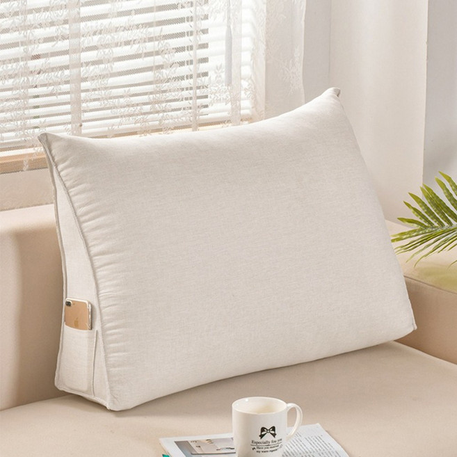 조아홈 삼각 방울솜 침대 등받이 쿠션, 샌드베이지