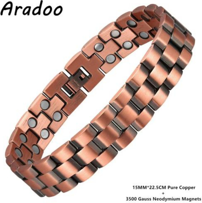 네오디뮴팔찌 에너지 활력 자석 건강 팔찌 3배 강도 순수 구리 스트랩 버클 디자인, 12)L