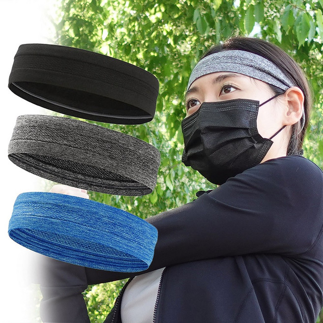 위즈맥스 쿨 lite 헤어밴드 기능성 냉감 스포츠 헤드밴드 헤어터번 런닝 운동용, 씨블루, 1개