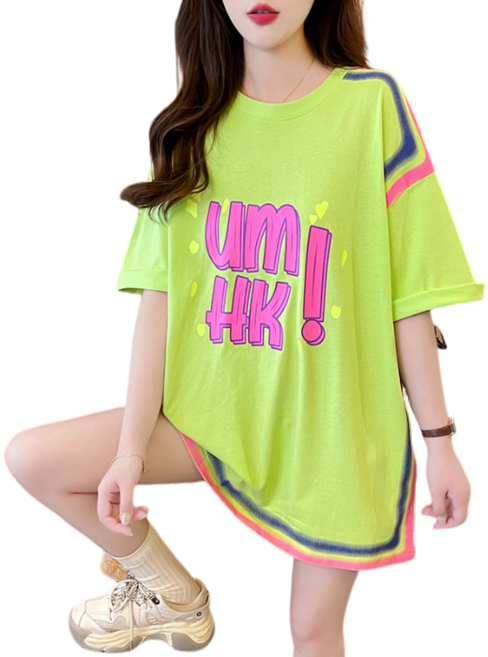 여성용 그래피티 반팔티 라운드 레터링 빅사이즈 티셔츠 뉴타임즈 C532A845