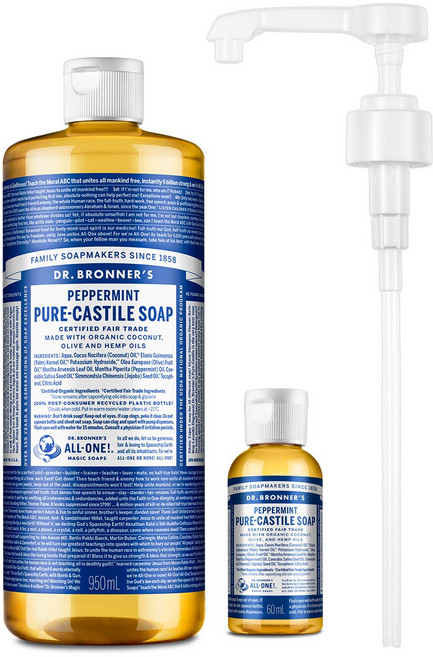 닥터브로너스 캐스틸 솝 페퍼민트 950ml+60ml+펌프 세트, 1개