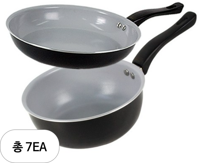 오스벨 세라믹 프라이팬 2종 세트, 혼합색상, 팬 20cm + 웍 20cm, 7세트