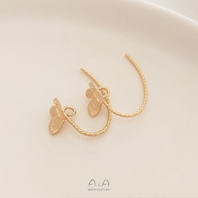 A.L.A 14K包金砂閃蝴蝶耳釘