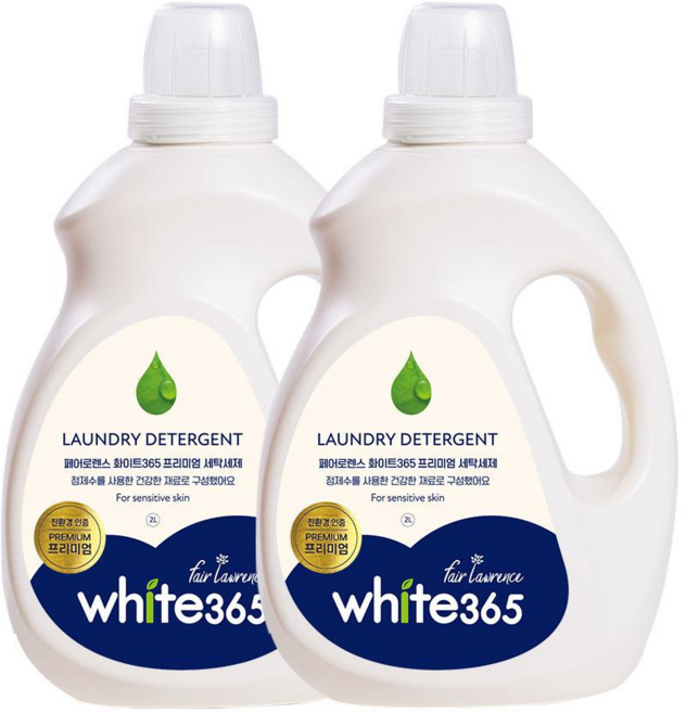 페어로렌스 친환경 화이트365 프리미엄 세탁세제 천연세제(친환경 품질1등급 로하스), 2개, 2L