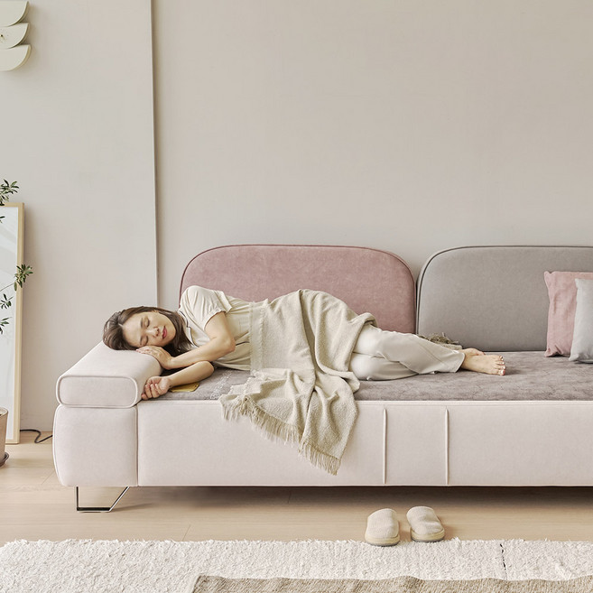 아씨방가구 온담온 패브릭 황토볼 온돌 3인용 흙쇼파, 라이트그레이