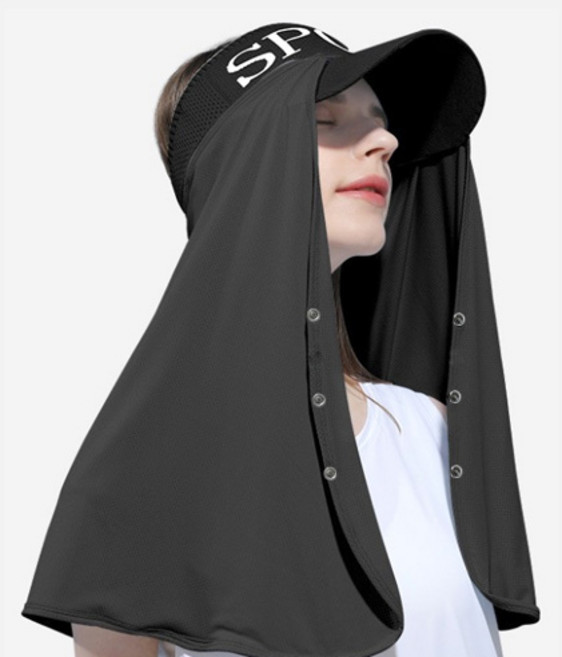 모자 햇빛가리개 선숄 롱타입, 블랙
