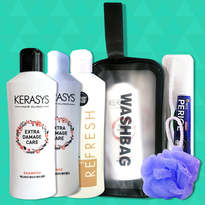 케라시스 휴대용 세면 도구세트 (샴푸+린스+바디워시+파우치) 세면도구 가방, 1개