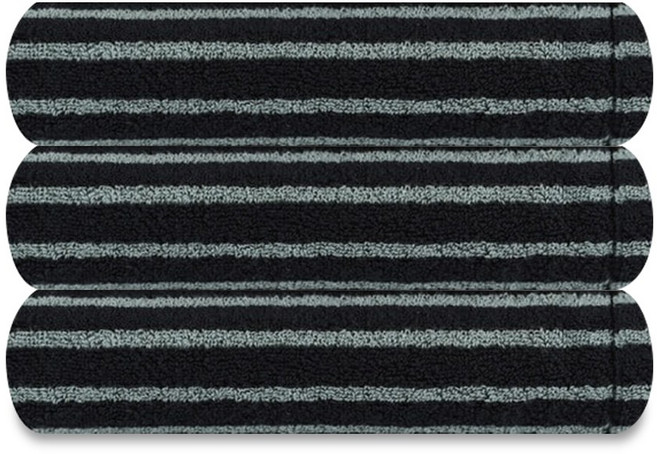 송월 호텔컬렉션 스트라이프솔리드44 선염 220g 호텔수건, 3개, 블랙