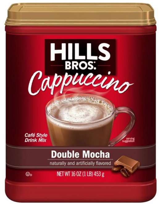 Hills Bros 코코아 파우더 가루 힐스 브로스 인스턴트 더블 모카 카푸치노 믹스 사용이 간편한 집에서도 즐기는 커피하우스 맛 거품이 풍부한 진한 초콜릿 갈색 16온스, 설탕 없는 다양성 팩, 12 온스 (3팩), 453g, 1