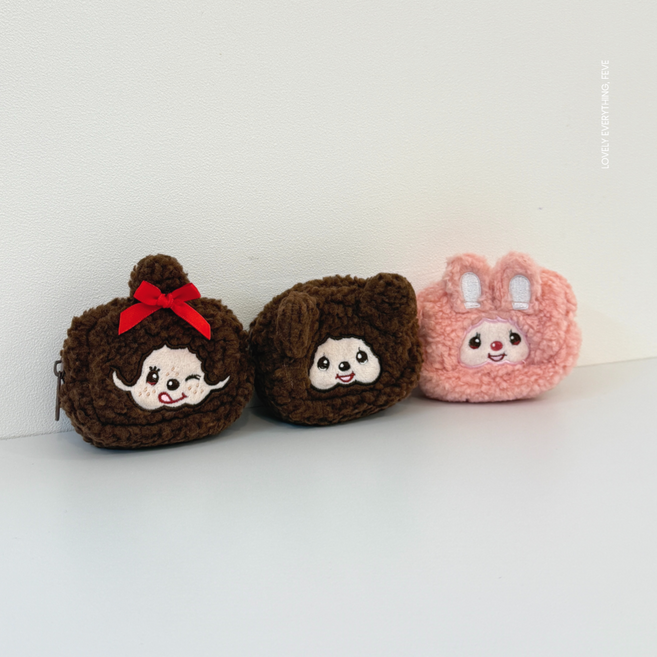 몬치치 복슬복슬 카라비너 파우치 키링, 1개, 몬치치짱