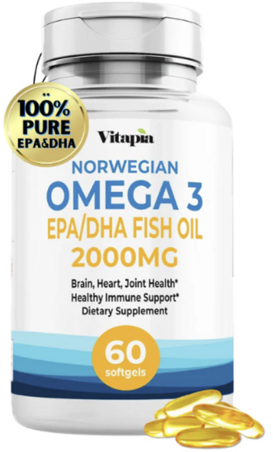 비타피아 오메가3 청정 노르웨이 피쉬오일 프리미엄 필수영양 2000mg, 1개, 60정