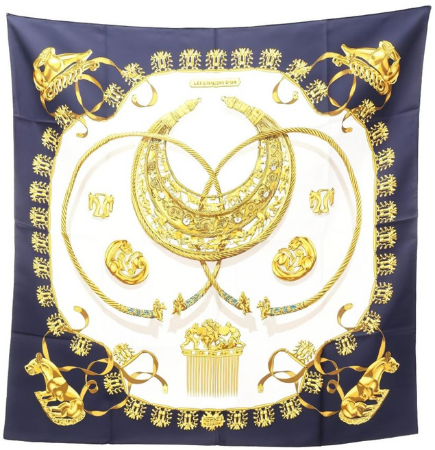 에르메스 중고 2010's 90 레 까발리에 도르 스카프