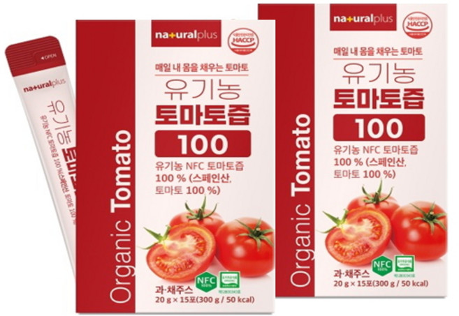 내츄럴플러스 유기농 토마토즙100, 2개, 20g