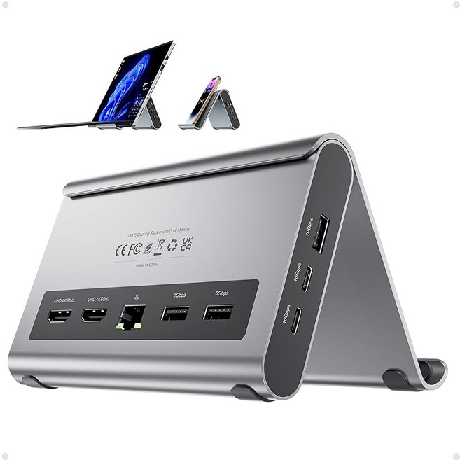 PULWTOP 펄더블탑 11in1 USB C 도킹스테이션 윈도우 듀얼 4K 60Hz