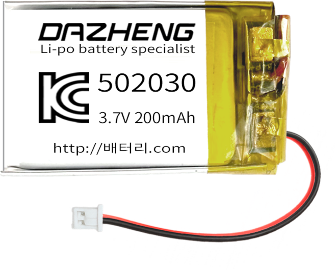 리튬폴리머 배터리 충전지 502030 3.7V 200mAh, 1개, 1개입