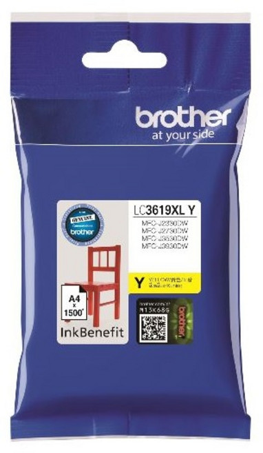 브라더 LC3619XL BK C M Y J3530DW J3930DW 정품잉크, Yellow, 1개