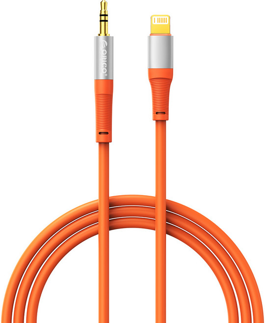 오리코 애플 8핀 Lightning to 3.5mm AUX 오디오 케이블 AXL, 오렌지, 1m, 1개