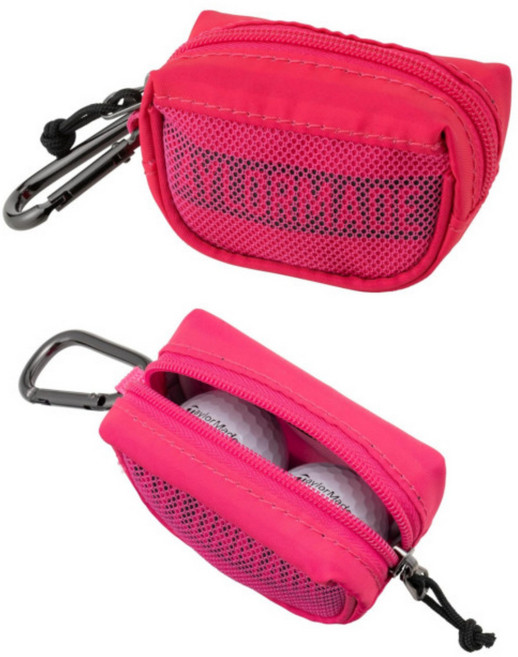 [정품] 테일러메이드 Box 로고 투볼 파우치 골프공 주머니 남여공용 공가방, 핑크, 1개