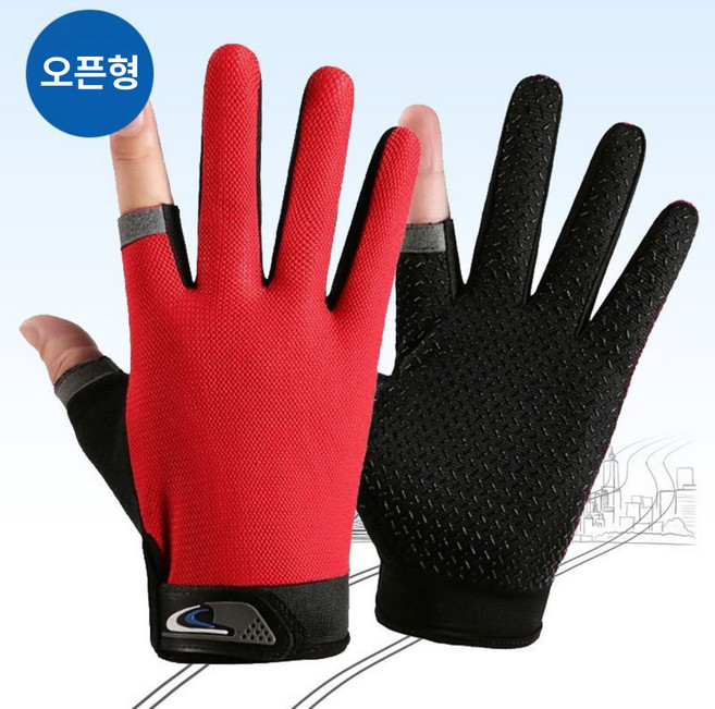 이츠오 라이더 휴대폰 터치 전용 오픈 장갑, 오픈형, 레드