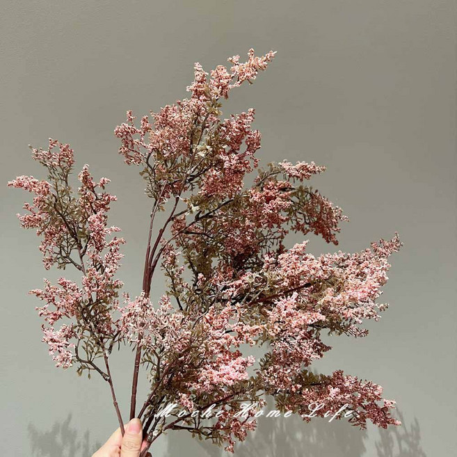 仿真枯枝假花花藝裝飾/Mochi Home Life./, 1個, 2支灰粉色霧凇