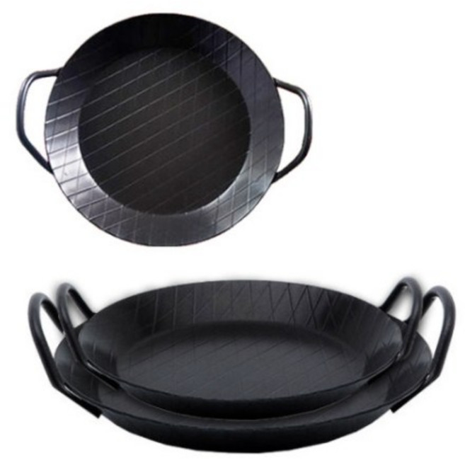 터프 빠에야 주물 팬 인덕션 겸용 무쇠 감바스 후라이팬 아웃백 시즈닝 필요없는 카본 스틸 캠핑 차박 냄비 곱창판, 빠에야팬 24cm, 1개