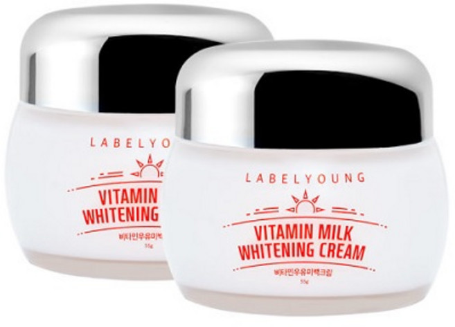 라벨영 쇼킹비타민 우유미백크림 데이크림, 55g, 2개