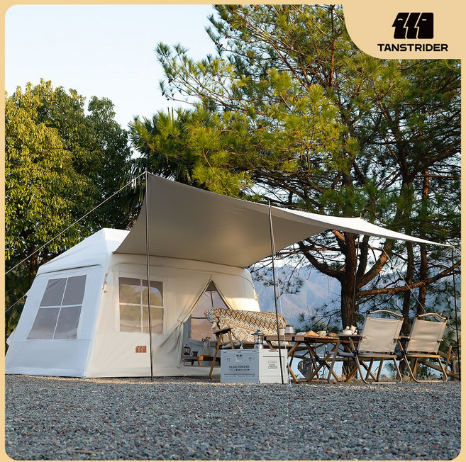 TANSTRIDER 인플레터블 캐노피 대형텐트 에어텐트 타프, 5~8인용, 카키