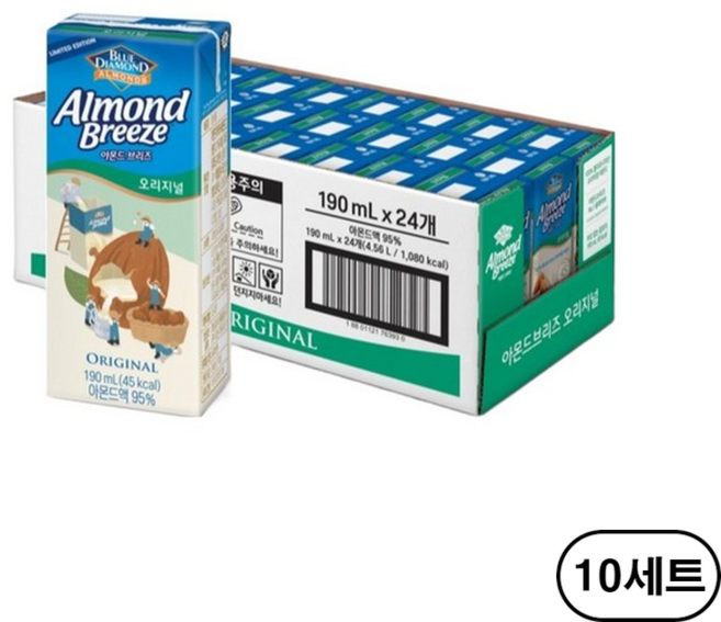 블루다이아몬드 아몬드 브리즈 오리지널 식물성 음료 190ml 24팩, 240개