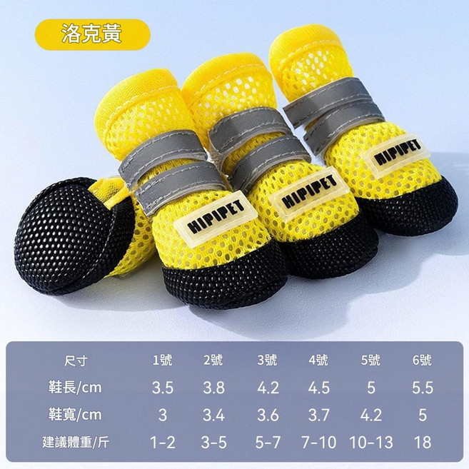 HIPIDOG 春夏透氣防滑大狗鞋, 洛克黃網面 四隻 四季, 1個
