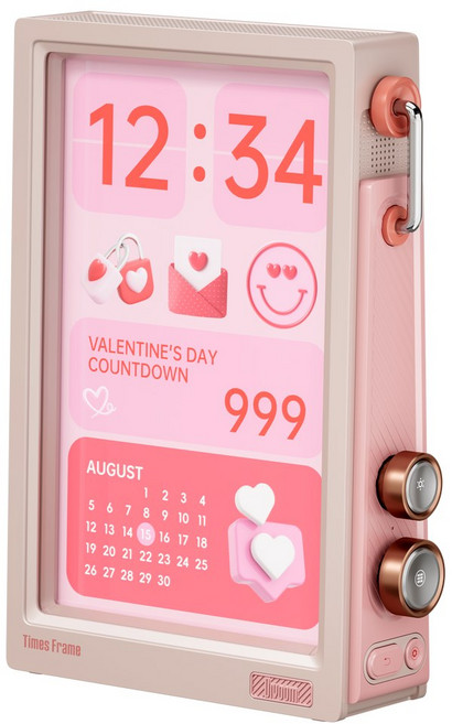 타임즈 프레임 스마트 4K HD 스크린 10.1인치 DIY 디지털 시계 주식 날씨 달력 기술 선물 데스크 RGB 조명, 02 분홍색