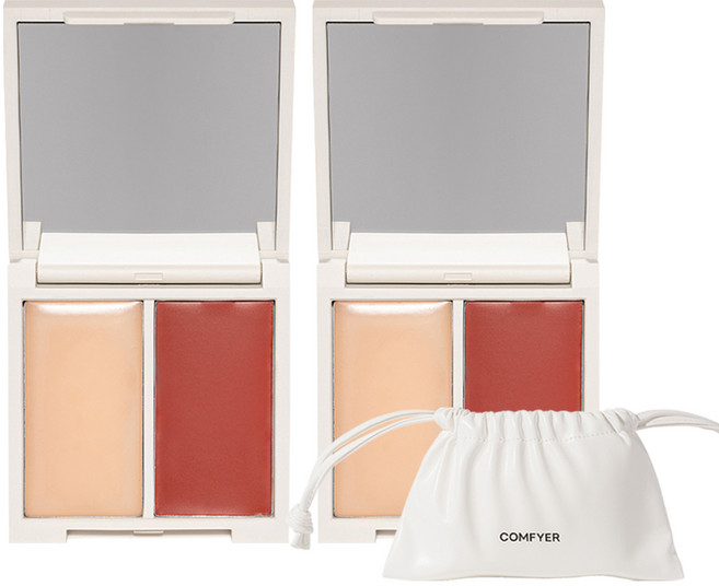 컴피어 듀얼 포켓 립 앤 치크 밤, 새틴&베이크드 레드, 2개