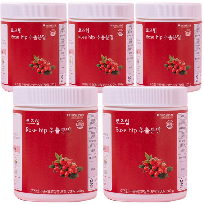 로즈힙 추출 분말 가루, 5개, 200g