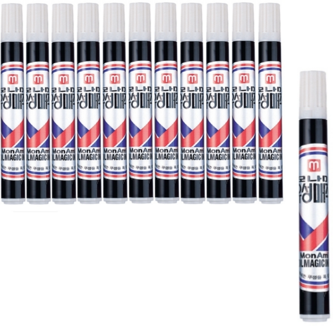 모나미 유성매직 둥근닙, 흑색, 12개