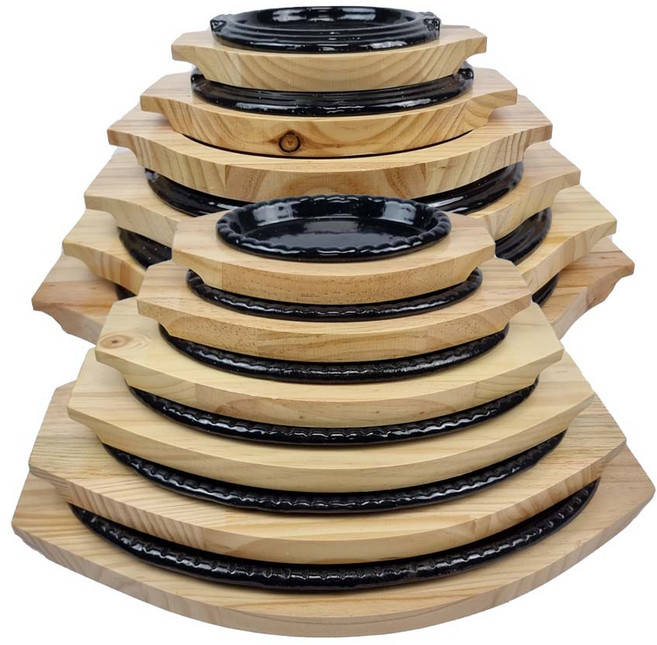 맥반석 코팅 무쇠 콘치즈 스테이크판 무쇠주물팬 철판 1호~6호, 타원형4호, 철판+목판(세트구성), 1개