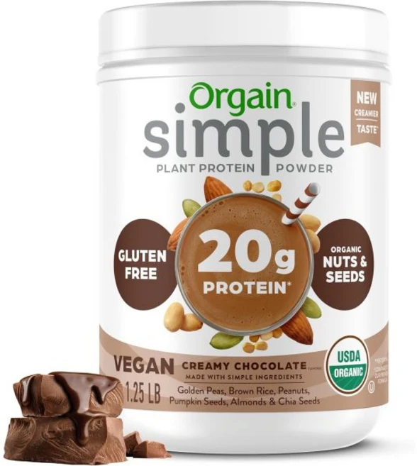 Orgain 심플 비건 프로틴 파우더 초콜릿 Simple Vegan Protein Powder Chocolate, 1개, 567g - 쿠팡