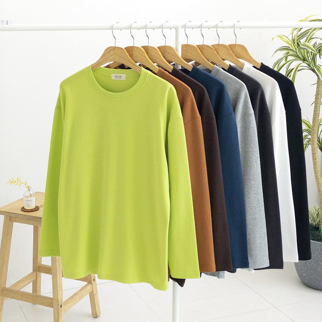 특양면 데일리 오버핏 라운드 긴팔 무지 박스티